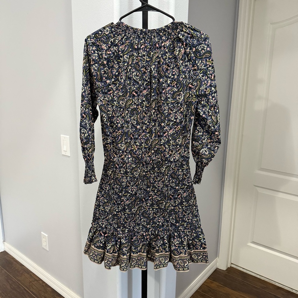 Veronica Beard Karlina Dress Paisley Flouncy Mini Dress in Navy Print Size 2 - Picture 8 of 9